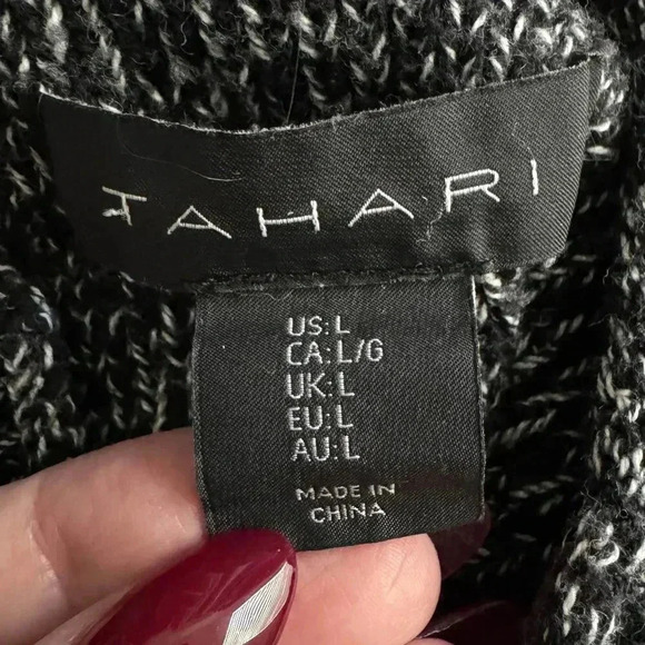 Tahari Roll Neck Sweater | Black Heathered Effect | Medium Large - Picture 7 of 8